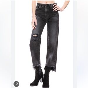 R13 Camille Faded Distressed Jeans Ashford color 26 faded black